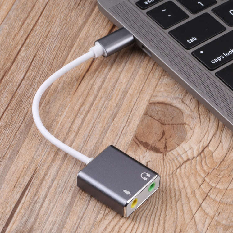USB-C / Type-C to Jack 3.5mm Earphone Microphone Sound Card(Grey)