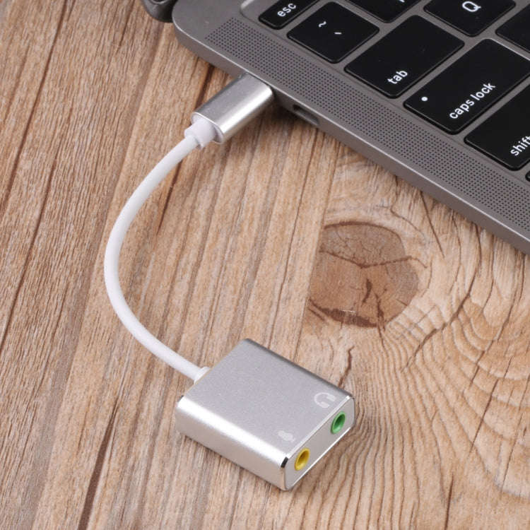 USB-C / Type-C to Jack 3.5mm Earphone Microphone Sound Card(Silver)