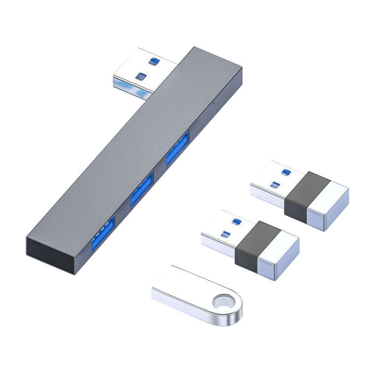 889R USB Male to Dual USB 2.0+USB 3.0 Female Adapter(Silver)