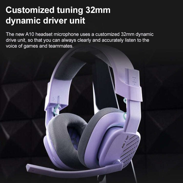 Logitech Astro A10 Gen 2 Wired Headset Over-ear Gaming Headphones (Purple)