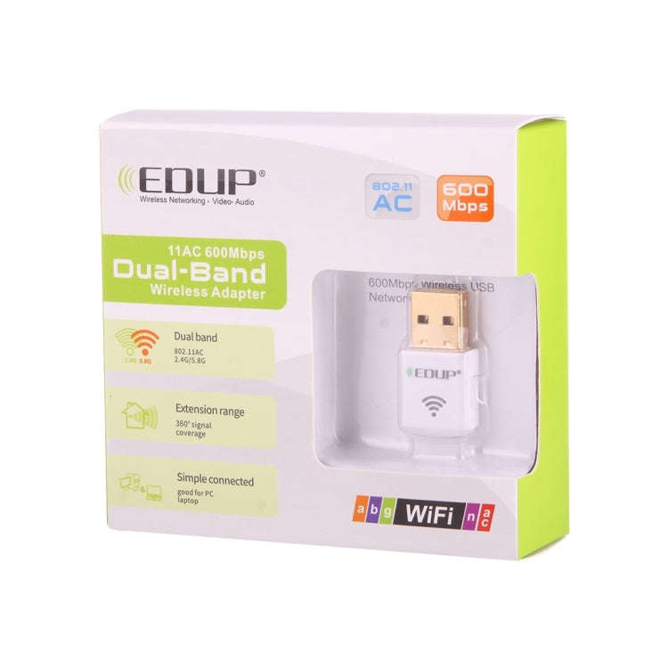 EDUP EP-AC1619 Mini Wireless USB 600Mbps 2.4G / 5.8Ghz 150M+433M Dual Band WiFi Network Card for ...