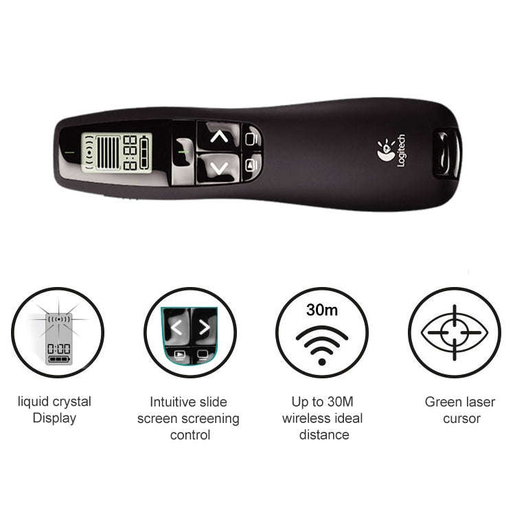 Logitech R800 2.4Ghz USB Wireless Presenter PPT Remote Control Flip Pen