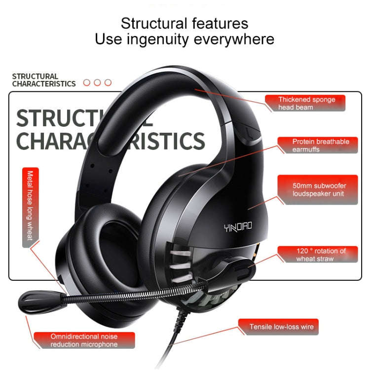 YINDIAO Q2 Head-mounted Wired Gaming Headset with Microphone, Version: Single 3.5mm(Black)