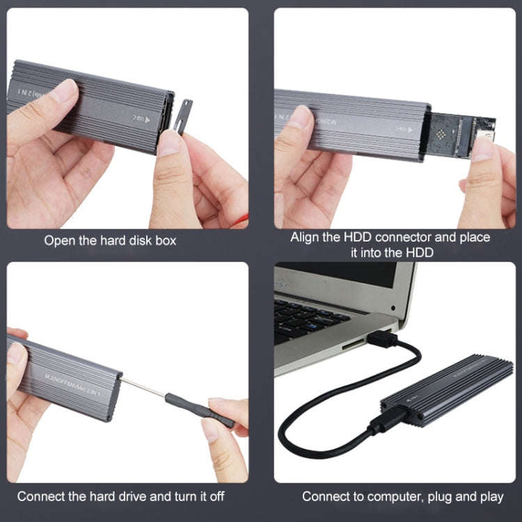 M2300 Dual Protocol M.2 NVME / SATA Solid State Drive Enclosure (Black)