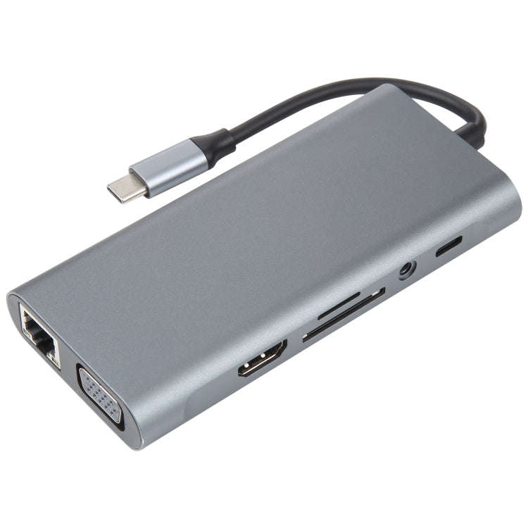 11 in 1 USB-C / Type-C to USB Docking Station HUB Adapter(1000M Network Port)