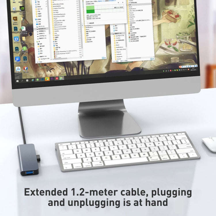 BYL-2013U3 12cm 4 in 1 USB to USB3.0x4 HUB Adapter
