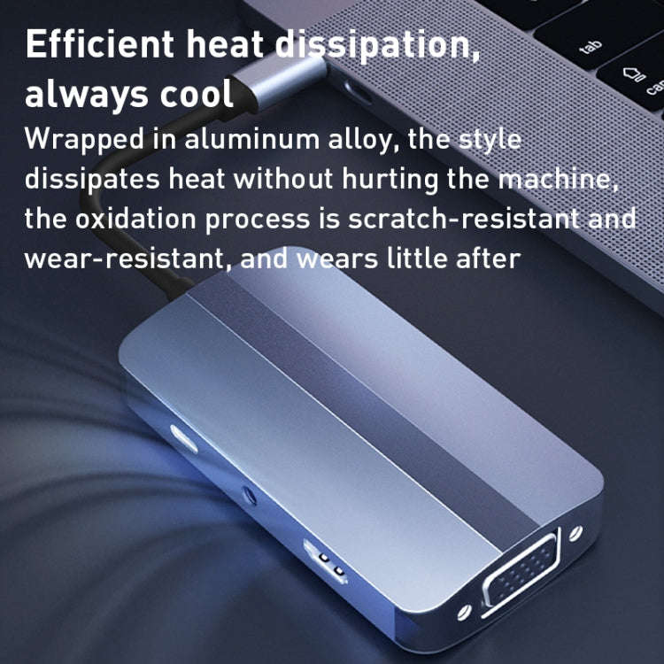 BYL-2106 7 in 1 USB-C / Type-C to USB Docking Station HUB Adapter (Silver)