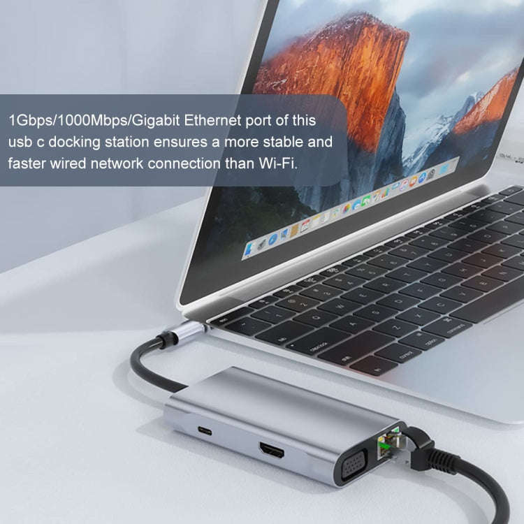BYL-2111 7 in 1 USB-C / Type-C to USB Docking Station HUB Adapter (Silver)