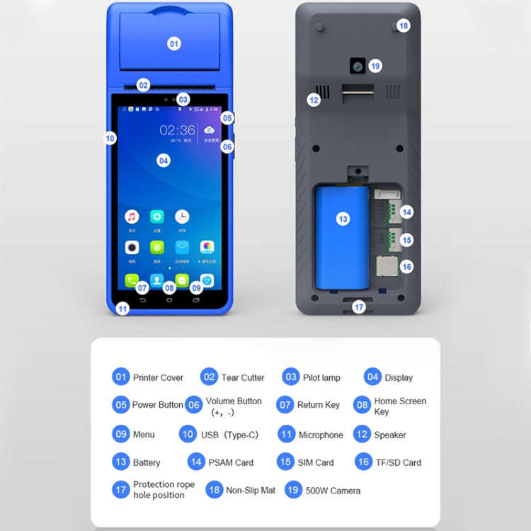 POS-6000 58mm PDA Handheld 5.5 inch Barcode Two-dimensional Code Android 4G Smart Scan Code Cash ...
