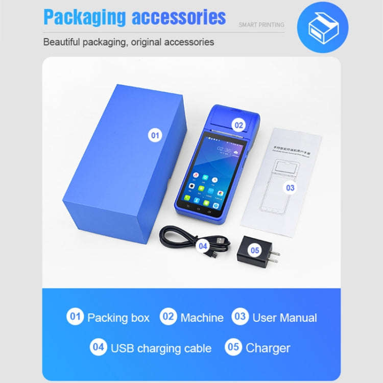 POS-6000 58mm PDA Handheld 5.5 inch Barcode Two-dimensional Code Android 4G Smart Scan Code Cash ...
