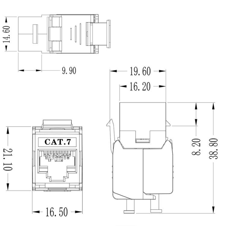 CAT7 Module Class 7 Zinc Alloy Shield Mother Block 1208XHC7