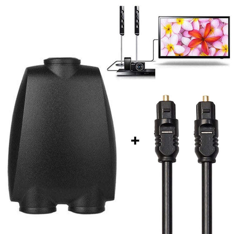 QHG03 Spdif Square Opening 1 In 2 Out Switch/Splitter with IR Remote(Black)