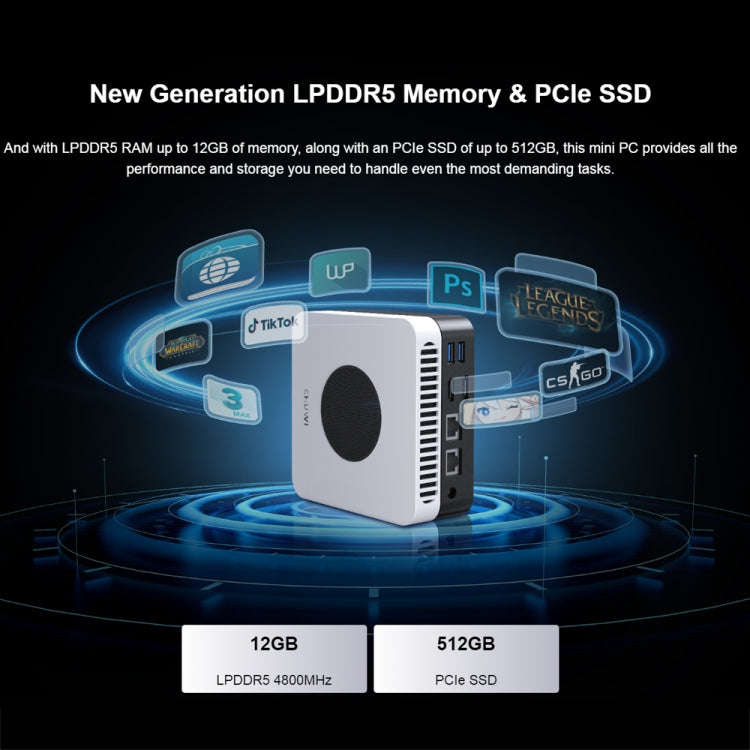 CHIWI LarkBox X Mini PC, Windows 10, AMD Ryzen 7 N150 Quad Core up to 4.0 GHz, 12GB+512GB, Suppor...