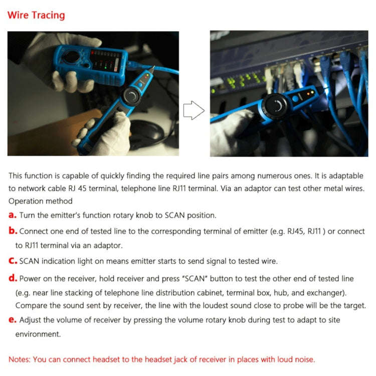 BSIDE FWT11 RJ11 / RJ45 Telephone Wire Tracker Ethernet LAN Network Cable Tester Detector Line Fi...