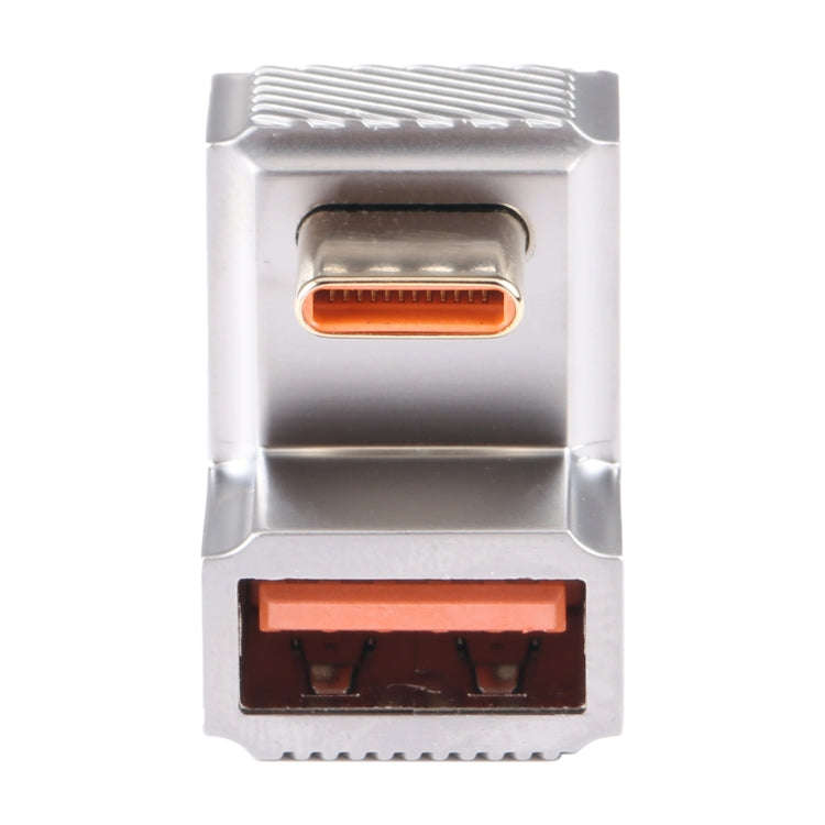 USB-C / Type-C Male to USB Female 10 Gbps U-Shaped Elbow Charging Adapter (Silver)
