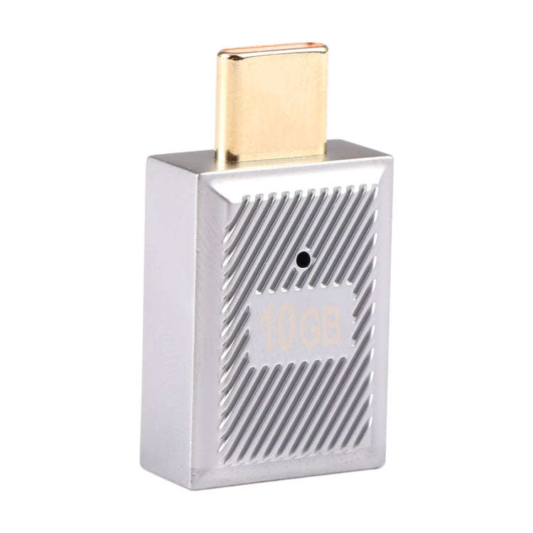 USB-C / Type-C Male to USB Female 10 Gbps Straight Charging Adapter (Silver)