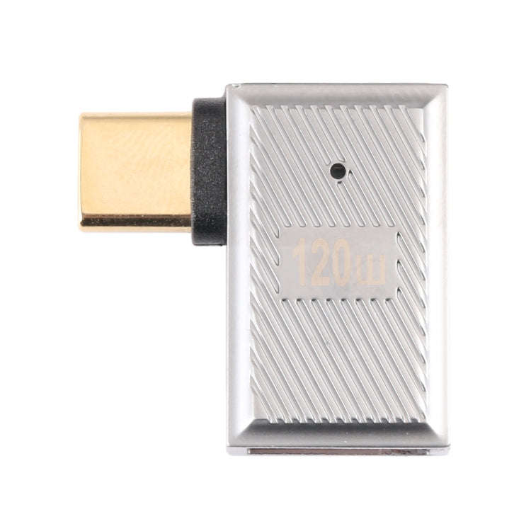 USB-C / Type-C Male to USB Female 10 Gbps 90 Degree Side Bend Charging Adapter (Silver)