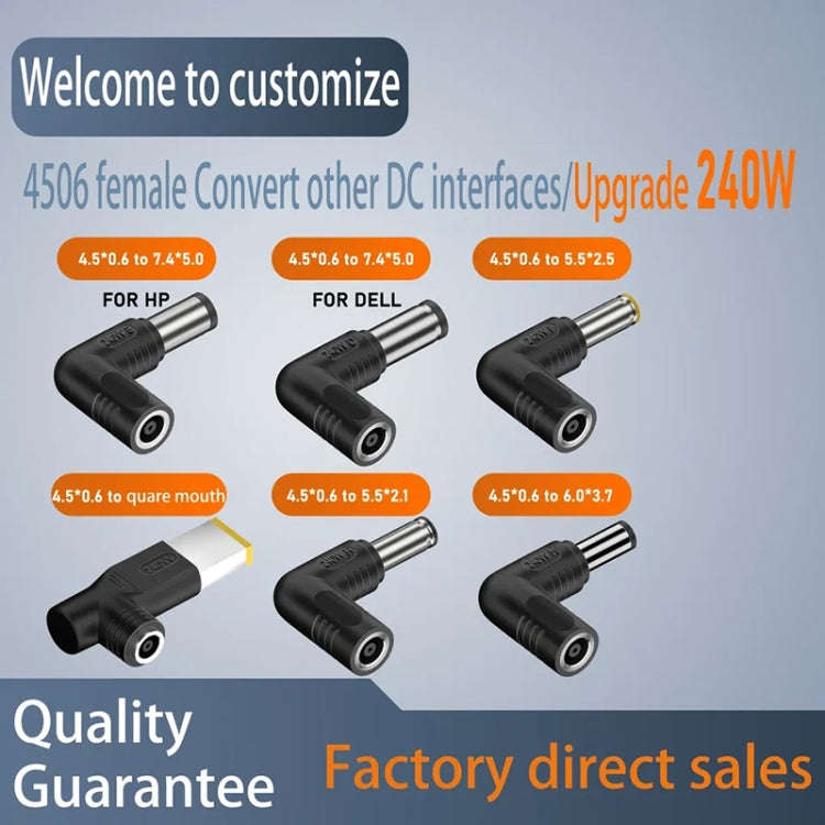 240W DC 4506 Female to Big Square Elbow Connector Power Adapter for Lenovo