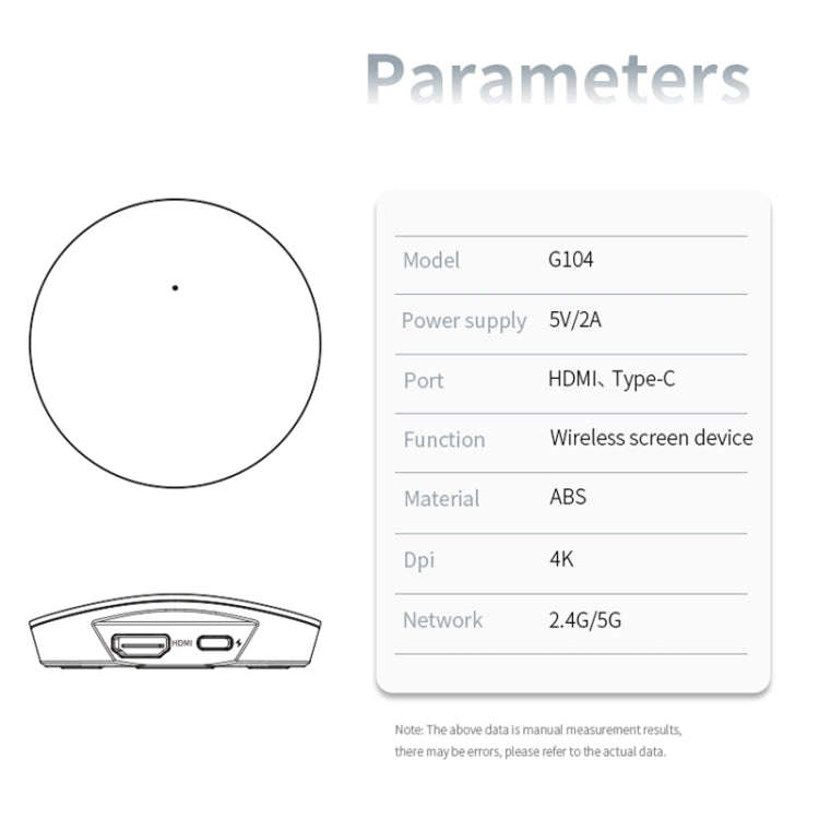 G104 4K Smart Same Screen Device 2.4G / 5G Wireless Display Dongle Adapter