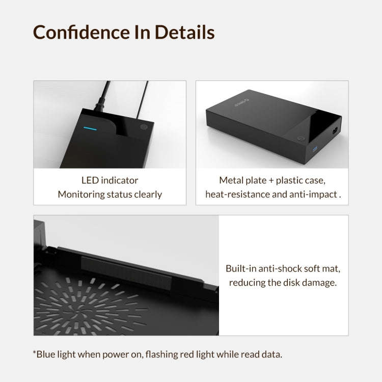 ORICO 3599U3 2.5 / 3.5 inch Portable USB3.0 Hard-Drive Enclosure, US Plug (Black)