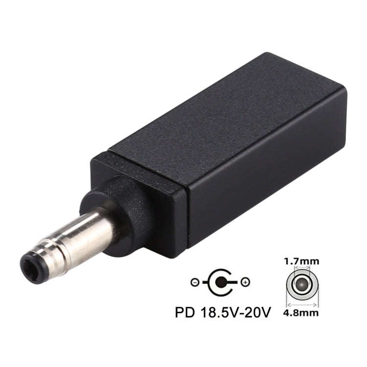PD 18.5V-20V 4.8x1.7mm Male Adapter Connector (Black)