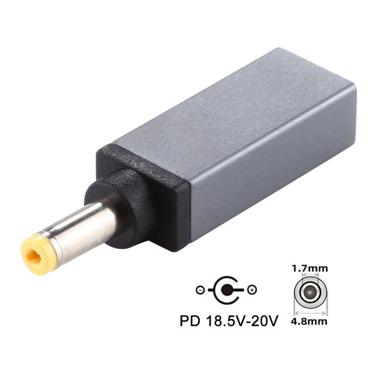 PD 18.5V-20V 4.8x1.7mm Male Adapter Connector (Silver Grey)