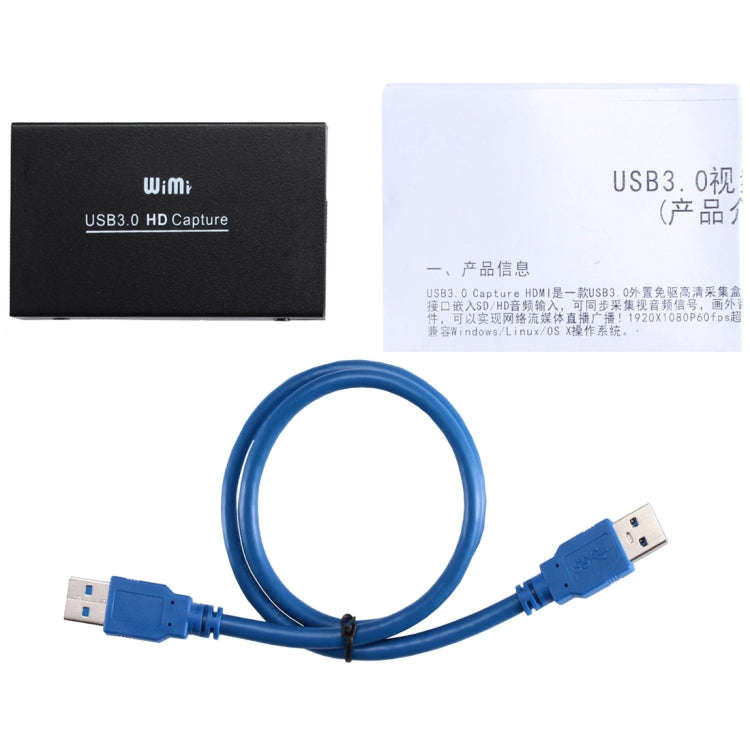 WIMI EC288 USB 3.0 HDMI 1080P Video Capture Device Stream Box, No Need Install Driver (Black)