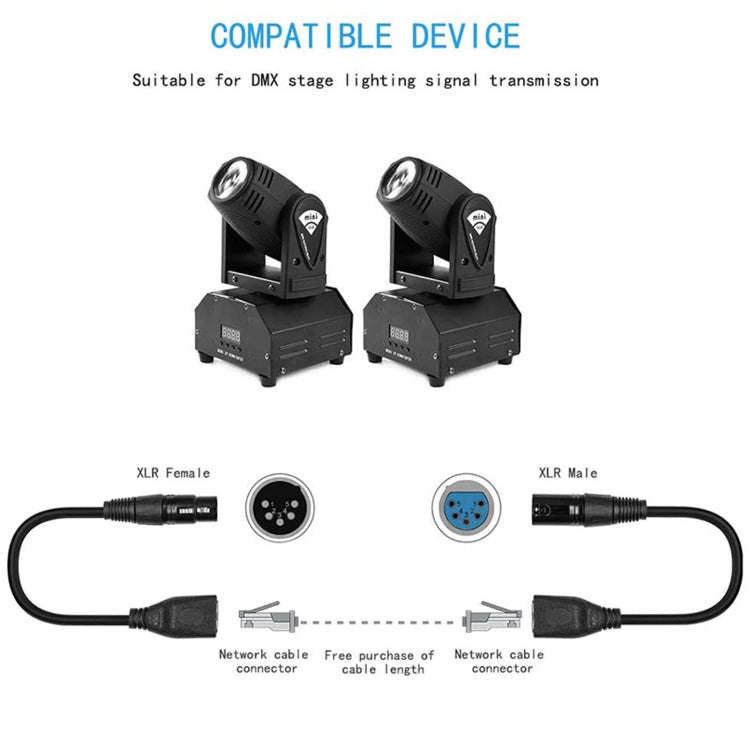 3-pin XLR Female to 2 x RJ45 Female Ethernet LAN Network Extension Cable, Cable Length: 30cm(Black)