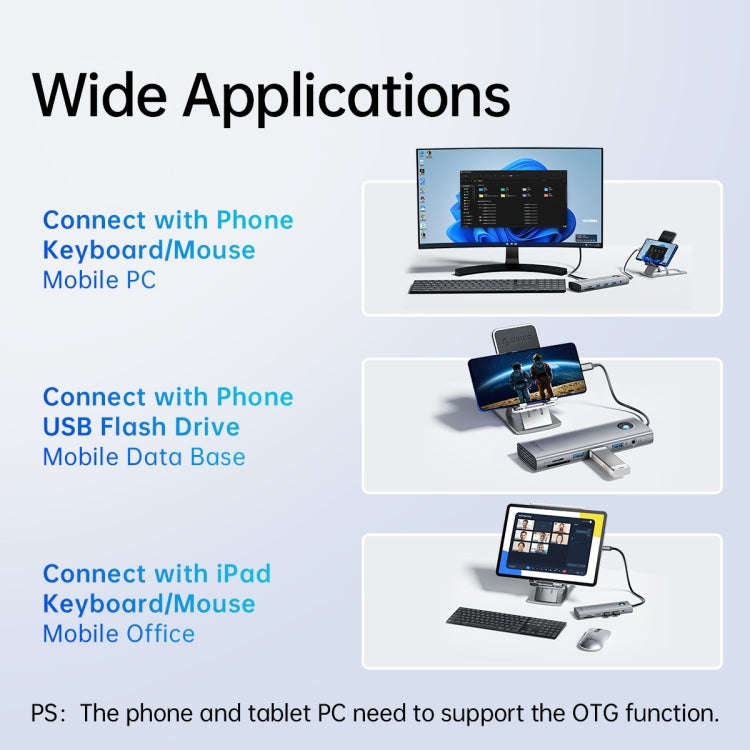 ORICO PW11-8PC Type-C / USB-C 8-in-1 5Gbps Multifunction Docking Station(Dark Gray)