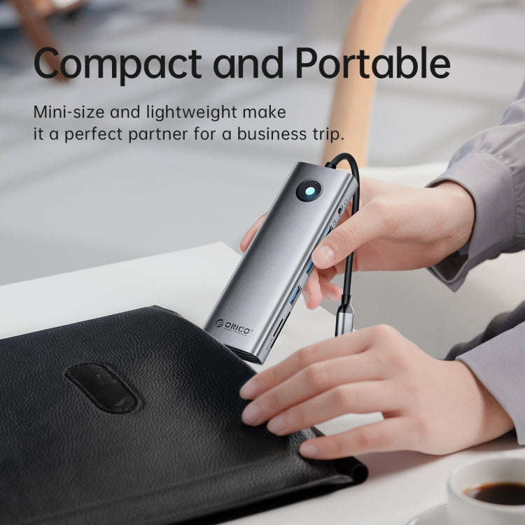 ORICO PW11-8PM Type-C / USB-C 8-in-1 5Gbps Multifunction Docking Station Card Reader (Dark Gray)