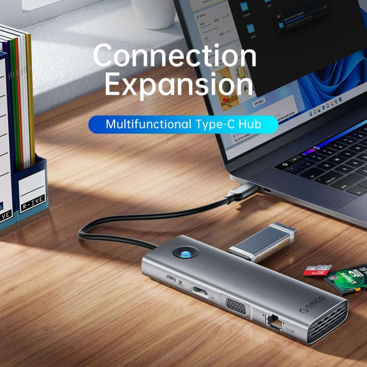 ORICO PW11-8PM Type-C / USB-C 8-in-1 5Gbps Multifunction Docking Station Card Reader (Silver)
