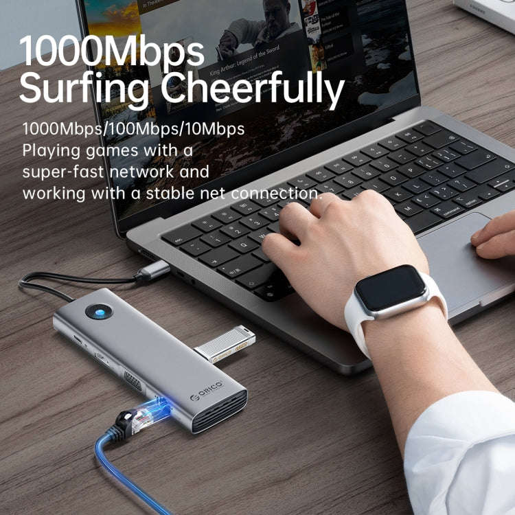 ORICO PW11-8PM Type-C / USB-C 8-in-1 5Gbps Multifunction Docking Station Card Reader (Dark Gray)