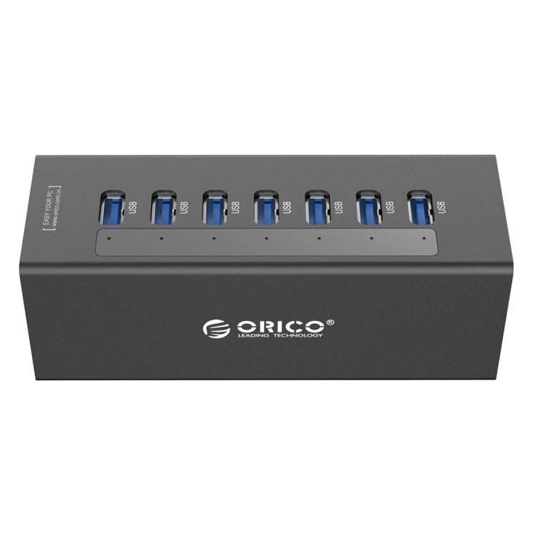 ORICO A3H7 Aluminum High Speed 7 Ports USB 3.0 HUB with 12V/2.5A Power Supply for Laptops(Black)