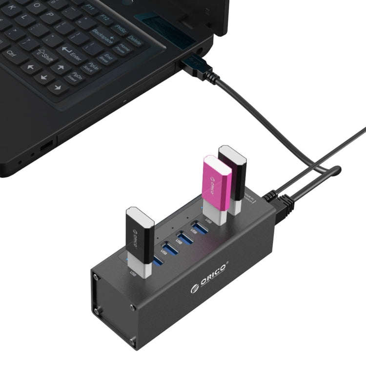 ORICO A3H7 Aluminum High Speed 7 Ports USB 3.0 HUB with 12V/2.5A Power Supply for Laptops(Black)