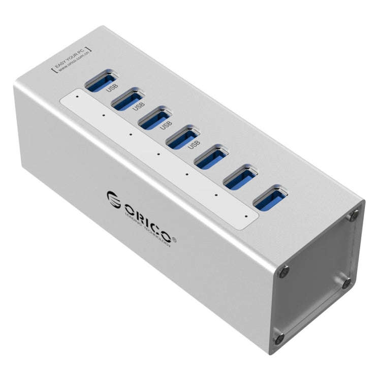 ORICO A3H7 Aluminum High Speed 7 Ports USB 3.0 HUB with 12V/2.5A Power Supply for Laptops(Silver)