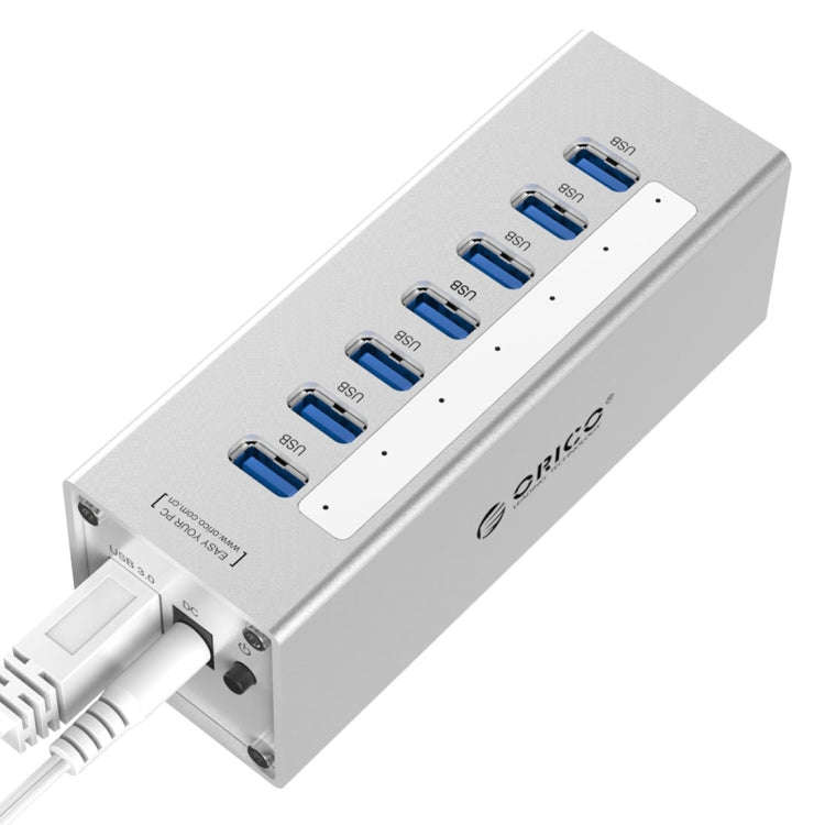 ORICO A3H7 Aluminum High Speed 7 Ports USB 3.0 HUB with 12V/2.5A Power Supply for Laptops(Silver)