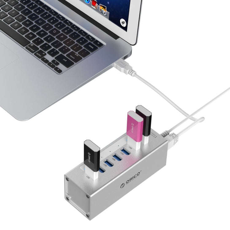ORICO A3H7 Aluminum High Speed 7 Ports USB 3.0 HUB with 12V/2.5A Power Supply for Laptops(Silver)