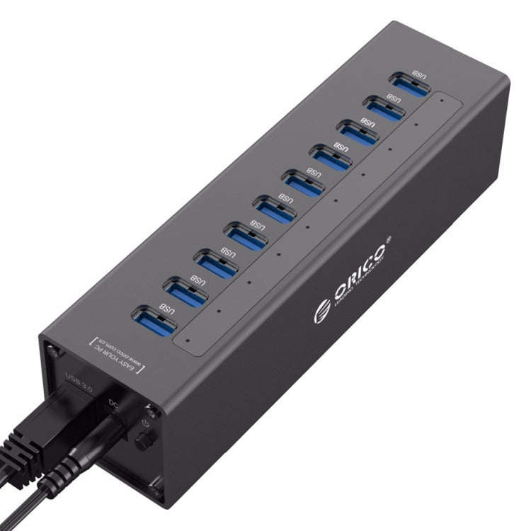 ORICO A3H10 Aluminum High Speed 10 Ports USB 3.0 HUB with Power Adapter for Laptops(Black)