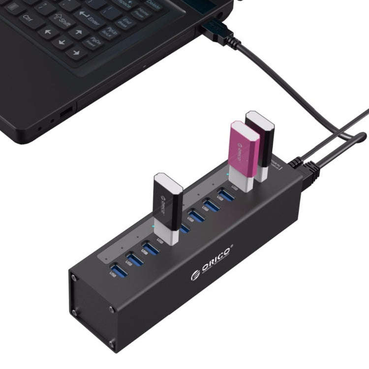 ORICO A3H10 Aluminum High Speed 10 Ports USB 3.0 HUB with Power Adapter for Laptops(Black)