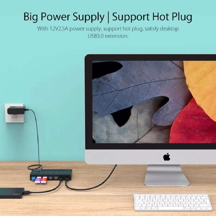 ORICO H727RK-U3 ABS High Speed 7 Ports USB 3.0 HUB with 12V Power Adapter for Laptops / Smartphon...
