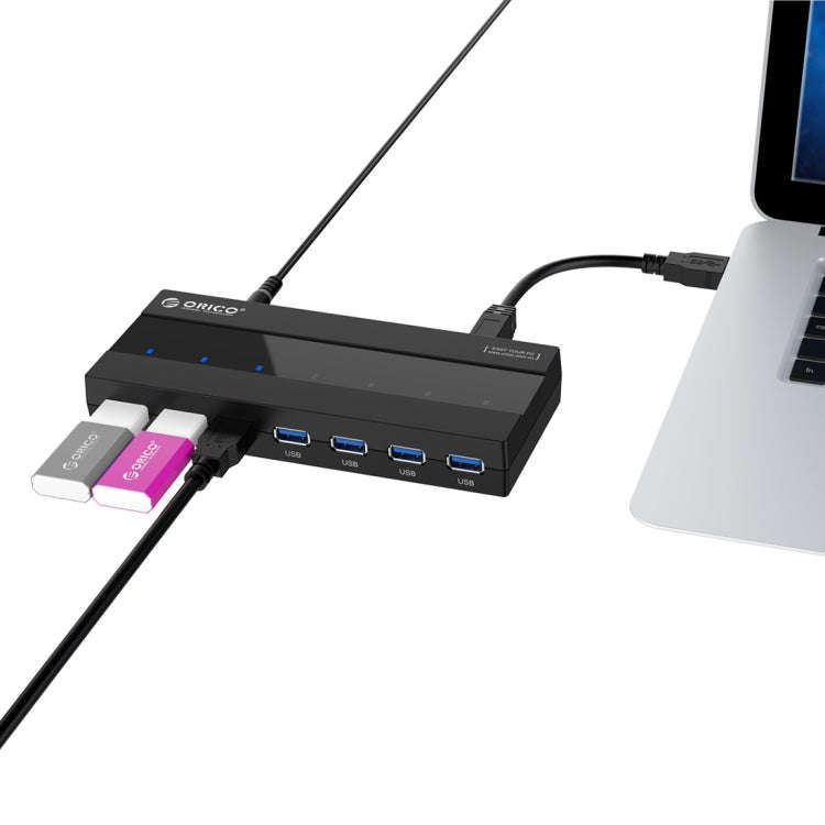 ORICO H727RK-U3 ABS High Speed 7 Ports USB 3.0 HUB with 12V Power Adapter for Laptops / Smartphon...