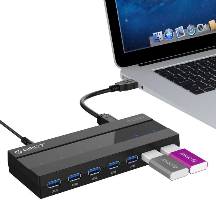 ORICO H727RK-U3 ABS High Speed 7 Ports USB 3.0 HUB with 12V Power Adapter for Laptops / Smartphon...