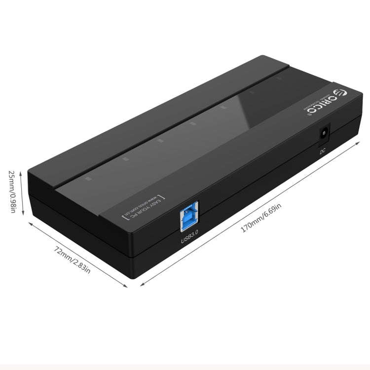 ORICO H727RK-U3 ABS High Speed 7 Ports USB 3.0 HUB with 12V Power Adapter for Laptops / Smartphon...