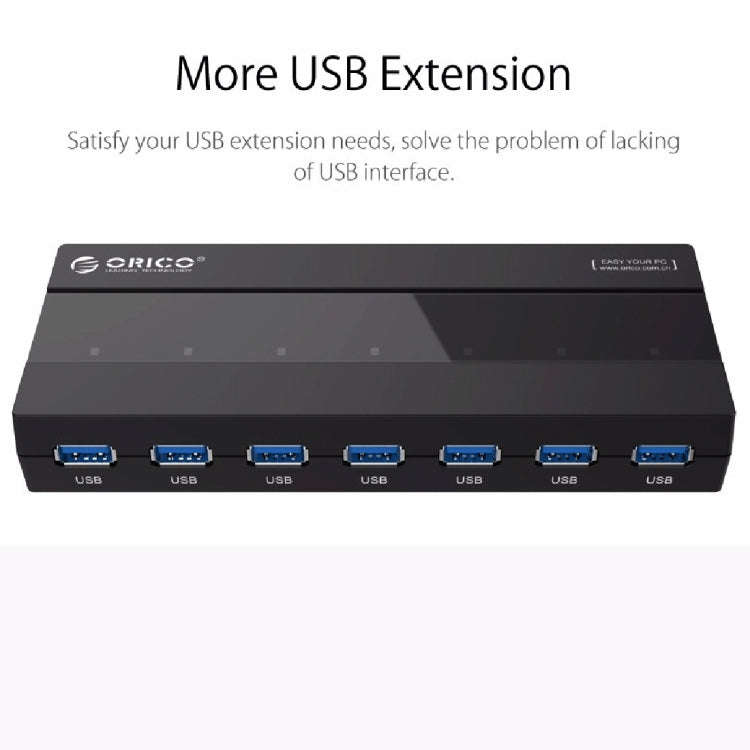 ORICO H727RK-U3 ABS High Speed 7 Ports USB 3.0 HUB with 12V Power Adapter for Laptops / Smartphon...