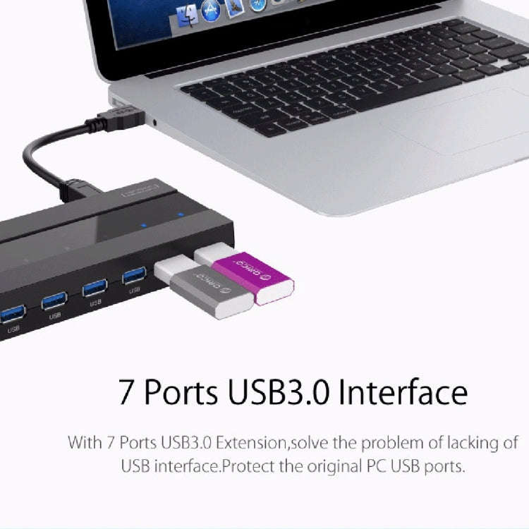 ORICO H727RK-U3 ABS High Speed 7 Ports USB 3.0 HUB with 12V Power Adapter for Laptops / Smartphon...