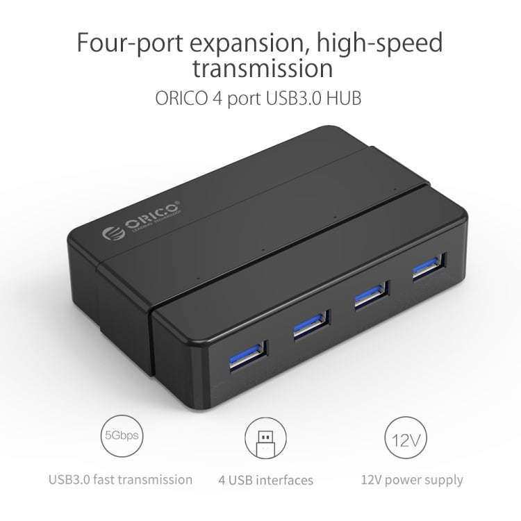 ORICO H4928-U3 ABS High Speed 4 Ports USB 3.0 HUB with 12V Power Adapter for Smartphones / Tablet...