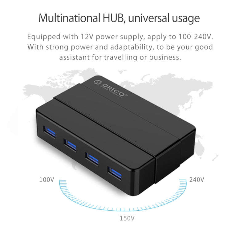 ORICO H4928-U3 ABS High Speed 4 Ports USB 3.0 HUB with 12V Power Adapter for Smartphones / Tablet...