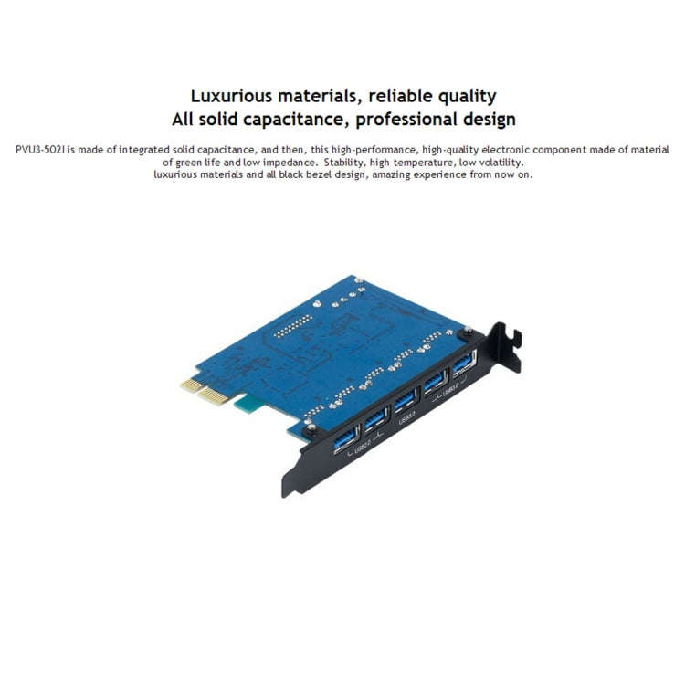 ORICO PVU3-5O2I USB3.0 * 5 + 20Pin Slot * 1 PCI Express Card for Desktop, 5Gbps Superspeed Data T...