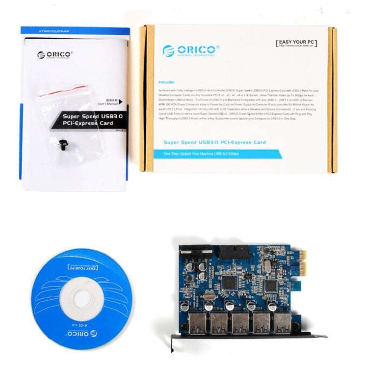 ORICO PVU3-5O2I USB3.0 * 5 + 20Pin Slot * 1 PCI Express Card for Desktop, 5Gbps Superspeed Data T...