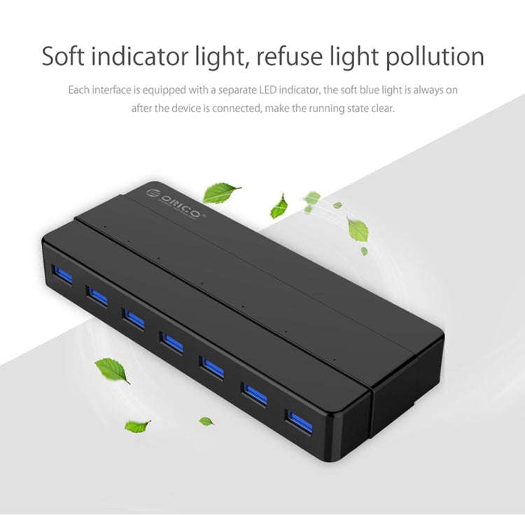 ORICO H7928-U3 ABS Material Desktop 7 Ports USB 3.0 HUB with 1m Cable(Black)